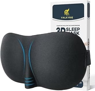 VALKYRIE Sleep Eye Mask, 3D Contoured 100% Blackout Eye Mask, Sleep Mask with Adjustable Strap, Soft and Comfortable Night Blindfold for Women Men, Shift Work, Travel, Black,Polyester