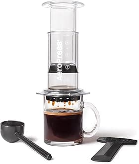 Clear Coffee Press - All-in-One French Press, Pour-Over & Espresso Style Manual Brewer, 2 Min Brew for Less Bitterness, More Flavor, Small Portable Coffee Maker, Travel & Camping