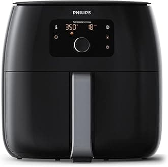 Premium Airfryer XXL, Fat Removal Technology, 3lb/7qt, Rapid Air Technology, Digital Display, Keep Warm Mode, 5 Cooking Presets, HomeID App, Family Sized, Black (HD9650/96)