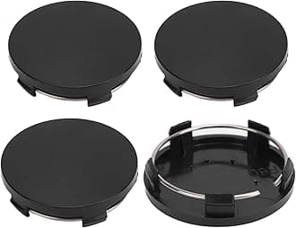Wheel Center, Firm Attachment ABS Metal Universal 60mm Stylish Rim Hub Center Glossy for Cars (Black)