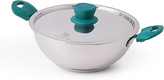 The Indus Valley Stainless Steel Kadai/Kadhai with Steel Lid | 27cm/ 10.6 inch, 3.5Ltr, 1.18kg | Induction Friendly | 3-Layer Thick Bottom, 100% Toxin-Free, No Chemical Coating