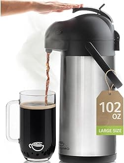 101 Oz (3L) Airpot Thermal Coffee Carafe/Lever Action/Stainless Steel Insulated Thermos / 12 Hour Heat Retention / 24 Hour Cold Retention