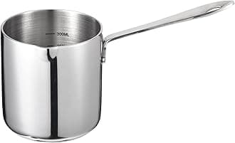 Butter Warmer Turkish Coffee Pot Milk Warmer Pot Mini Saucepan with Spout 18/10 Tri-Ply Stainless Steel (10oz/300ml)