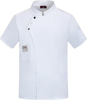 Unisex Chef Coat Short Sleeve Jacket,Breathable,Comfortable Button Closure - Kitchen,Restaurant,Hotel Uniform A