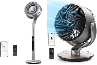 Dreo Pedestal & Air Circulator Fans Bundle - 40-44" Adjustable & 11" Oscillating with Remote Control, 10 Speeds, Voice/App Control