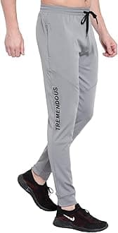 Men's Lycra Stretchable Regular Fit Branded Stylish Joggers Track Pant Lower Pyjama, Grey, L