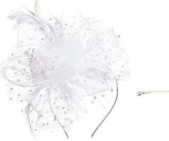 Fascinators Hats 20s 50s Pillbox Hat Cocktail Tea Party for Women (White, One Size)