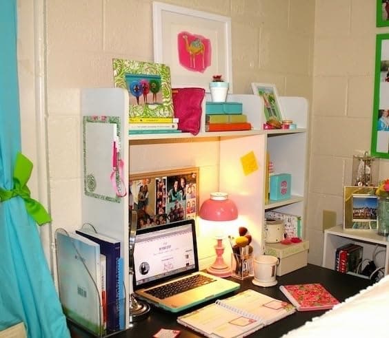 Classic Dorm Desk Bookshelf - White