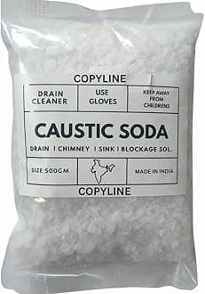 COPYLINE Caustic Soda Flakes for Effective Drain & chimney Cleaner | Clear Powder Drain Clogged Sinks & Pipes | Multipurpose Cleaning - 500 Grams