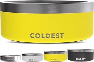 The Coldest Water Dog Bowl - Stainless Steel Non Slip Dog Bowls, Cats, Pet Feeding for Food or (64 oz, Solar Yellow)