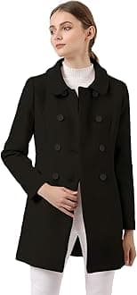 Women's Peter Pan Collar Double Breasted Winter Long Trench Pea Coat
