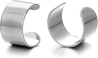 2pcs Stainless Steel Ear Cuff Ear Clip Non-Piercing Clip On Earrings for Men and Women