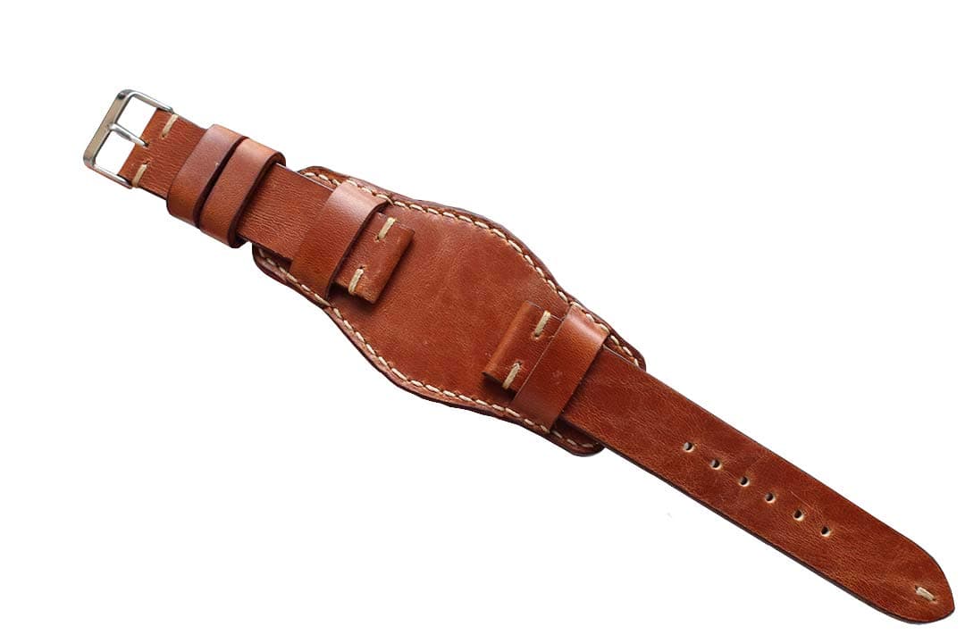 Watchband Handmade Leather Strap Combo Red Brown