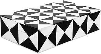 Handicrafts Home 8x5 Black & White Triangle Keepsake Decorative Jewelry Storage Organizer Box Handmade from