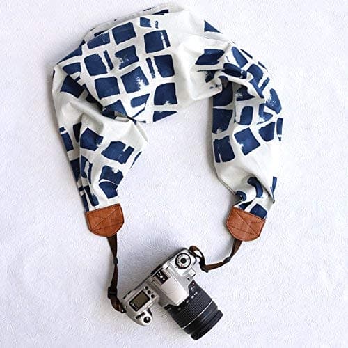 scarf camera strap - tie-dye indigo