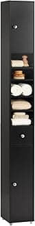 Narrow Bathroom Storage Cabinet, Tall Slim Bathroom Organizers and Storage for Small Spaces, Freestanding Skinny Cabinet with Doors and Shelves for Tight Corners, Black BZR34-SCH