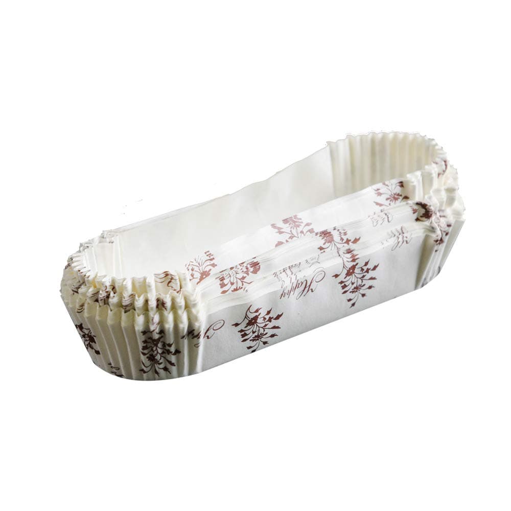 Disposable Oval Eclair Liners Loaf Liners Bread Wrapper Loaf Pan Cupcake Liners Oilproof Paper Baking Cups (White 100pcs)