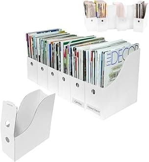 Evelots Magzine/File Holders (Set of 12), White, 9.5" L by 4" W by 10" H