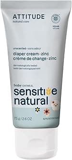 Attitude Natural Baby Diaper Cream - Zinc, Fragrance Free, 2.5 Ounce