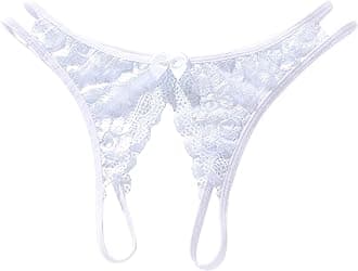 GenericWomens Lace Thong Underwear Sexy Sheer Transparent Open Design Apparel for Women Fashion Lingerie