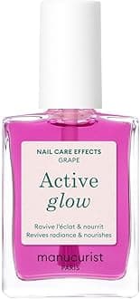 Manucurist Active Glow Grape All-in-One Perfecter Nail Polish & Care - No Lamp - Vegan & Made in France Ultra-Glowy Lilac Mirror-Like Shine - Nail Concealer & Care - Plant-Based Ingredients