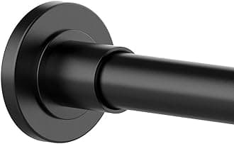 Telescopic Shower Curtain Rod：Never Rust 304 Stainless Steel Tension Spring Curtain Rod - Non-Slip Adjustable Tension Pole –No Drilling Extendable Pole (85-140cm/black)