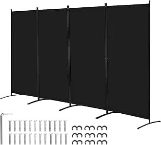 VEVOR Room Divider, 4 Panels Room Divider, Folding Privacy Screen and Portable Partition Divider for Room Separation, Freestanding Room Partitions for Office, Bedroom, Study, Black