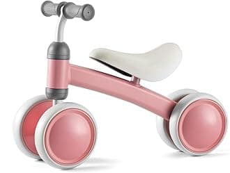 Baby Balance Bike for 1 Year Old Boys Girls, First Birthday Gift, 12-24 Months Toddler Bike, Toddler Balance Bike with 4 Silent Wheels, 1 Year Old Toys, Ride-on Toys, Children Walker No Pedal, Pink