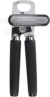 KitchenAid Classic Multifunction Can Opener and Bottle Opener Easy to Use, Razor Sharp Stainless Steel Cutting Wheel, Soft Ergonomic Handles, Soft Black
