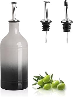 Sweejar Ceramic Olive Oil Dispenser Bottle, Opaque Oil Amount Protect Oil to Reduce Oxidation, Suitable for Storing Oil, Vinegar, Coffee Syrup and Other Liquids, 1 Piece, 450ml