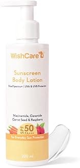 Sunscreen Body Lotion For All Skin Type with SPF 50 PA+++ | Broad Spectrum UVA & UVB Protection, No White Cast, Enriched with Carrot Seed & Raspberry | Body Sunscreen Lotion | 200ml