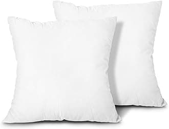 EDOWThrow Pillow Inserts, Set of 2 Lightweight Down Alternative Polyester Pillow, Couch Cushion, Sham Stuffer, Machine Washable. (White, 22x22)