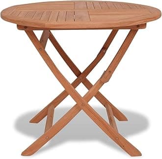 Folding Round Patio Table Solid Teak Wood, Patio Dining Table Bistro Table Bar Table Garden Table Indoor Outdoor Table Backyard Table 33.5"x30" (Diameter x H)