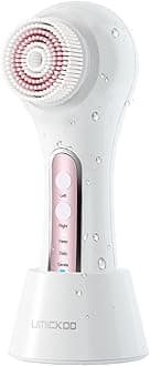 UMICKOO Electric Facial Cleansing Brush, 2-Way Rotating Face Scrubber for Daily & Deep Cleaning, 3 Modes, 5 Brush Heads, Rechargeable, IPX7 Waterproof for All Skin Types