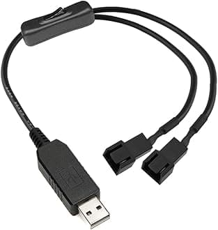 Gebildet Full Speed 12V Voltage Step-Up USB to Dual 3-Pin and 4-Pin PC Fan Sleeved Power Adapter Cable with Switch