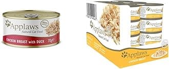 100% Natural Wet Cat Food, Chicken with Duck Can, 70g (Pack of 24) & 100% Natural Wet Cat Food, Chicken Breast in Broth 70 g Tin​, 24 x 70 g Tins
