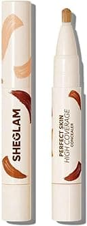 SHEGLAM Perfect Skin High Coverage Concealer - Liquid Concealer Brush Moisturizing Weightless All - Day Hydrate Concealer Makeup (Golden)