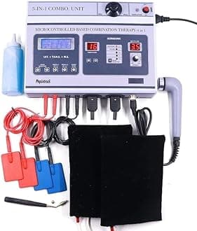 Physiotrack Physiotherapy 5 In 1 IFT MS Tens Ultrasound Deep Heat Machine Electrotherapy Combo for All Pain Relief Device Physiotherapy Equipment with 1 Year Warranty