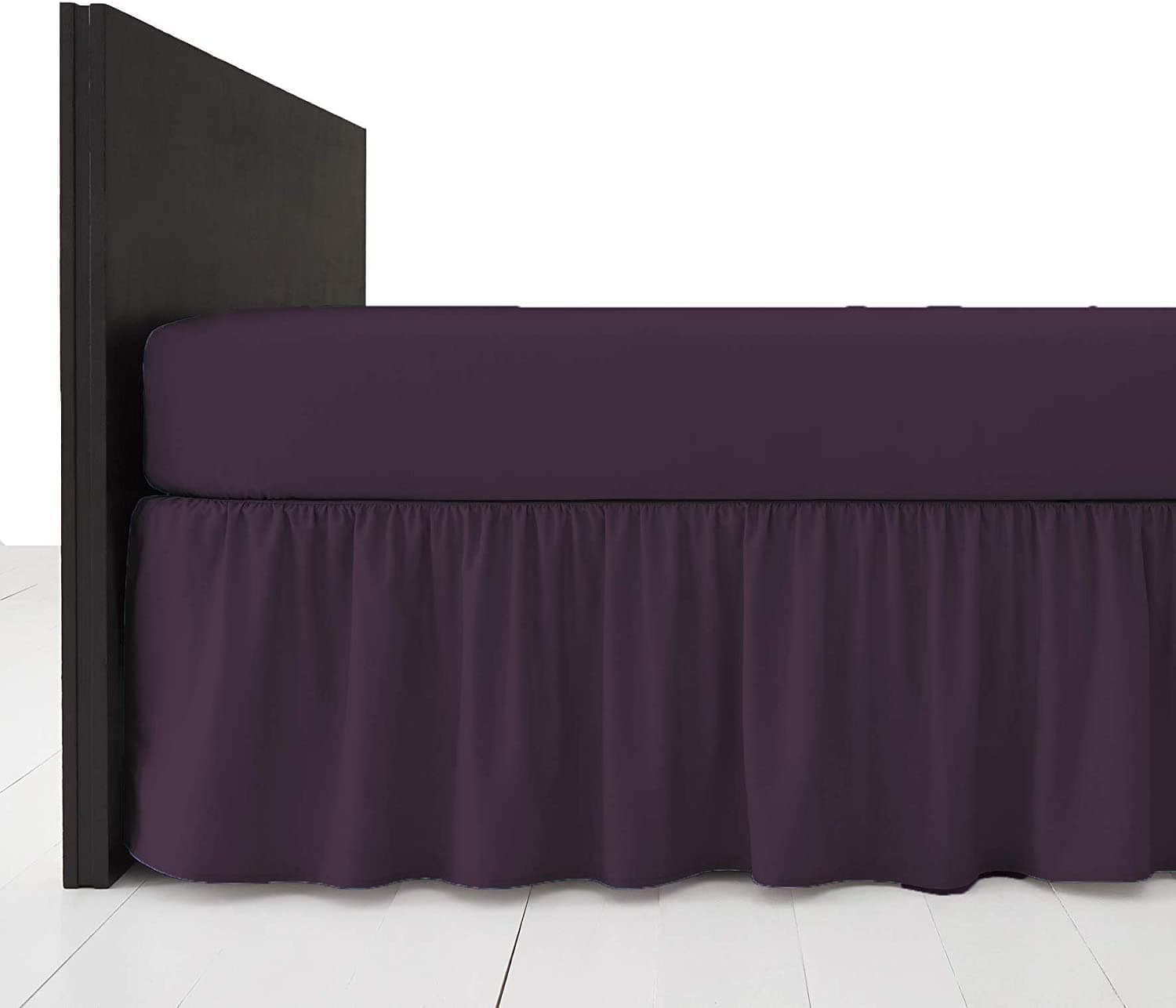 Plain Dyed Poly Cotton Soft Frilled Base Valance Sheets Bed Sheets Covers (Single, Plum)