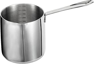 Milk Warmer Pot Turkish Coffee Pot 18/10 Tri-Ply Stainless Steel Butter Warmer with Spout (30oz/900ml)