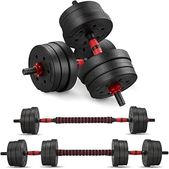20kg 30kg Adjustable Dumbbells Set - Free Weights Dumbbell Handle Bars Pair - Excellent for Weight Lifting Body Building Home Gym Training Equipment Barbell Bench Press Exercise