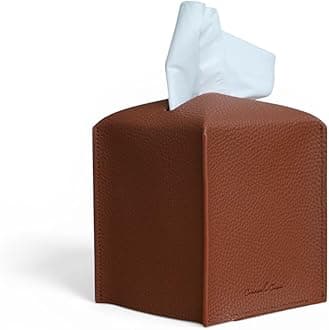 Premium PU Leather Tissue Box Holder - Elegant Hotel-Style Tissue Box Cover for Home, Office & Car Décor, Tissues Cube Organizer for a Natural & Classic Look (Brown)