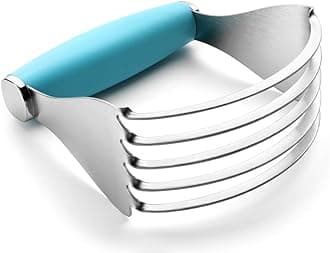 Spring Chef XL Stainless Steel Pastry Cutter Tool for Baking - Heavy Duty Dough Blender - Butter & Dough Cutter Tool with Sharp Blades - Pastry Blender for Easy Mixing - Dishwasher Safe - Aqua Sky