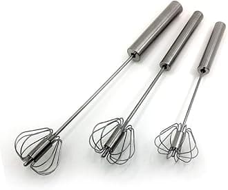Stainless Steel Semi-automatic Egg Whisk - 3PCS Hand Push Rotary Whisk Blender (3 Pack)