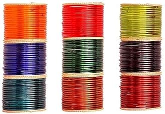 NMII Glass with Glossy Finished Handmade Bangle Set For Women And Girls