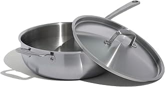 Made In Cookware - 5 Quart Stainless Steel Saucier Pan - 5 Ply Stainless Clad - Professional Cookware - Made in Italy - Induction Compatible