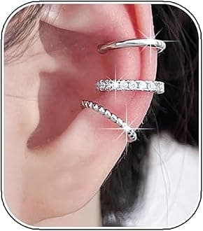 Easter Basket Stuffers 3Pcs Ear Cuffs Non Piercings Easter Gifts for Women Teen Gifts Trendy Stuff Gold Silver Clip On Cuff Earrings Set Fashion Jewelry