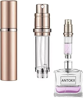 Travel Perfume Bottle Refillable Atomizer - 5ML Perfume Atomiser, Scent Pump Case, Leakproof Portable Perfume Sprayer for Women and Men (Rose Gold)