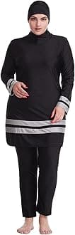 Muslim Swimsuits for Women Plus Size, Full Coverage Burkini Detachable Hijab