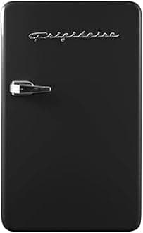 Frigidaire Retro Compact Refrigerator with Chiller, 3.2 cu ft Countertop Fridge, Built-In Bottle Opener, Rounded Corners, Premium, for Office, Bedroom, Dorm Room, Cabin, 18.5D x 20W x 31.5H (Black)